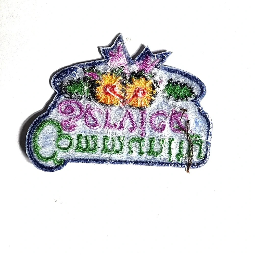 Girl Scouts Patch Community Service Flowers Ribbon Embroidered Badge 2.25 Inch